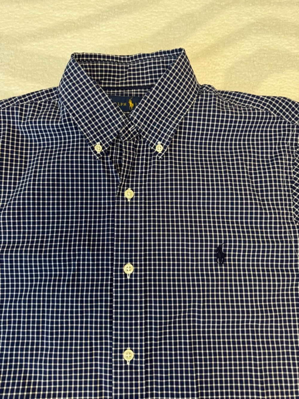 Ralph Lauren Navy and White Check Button-Down Shirt - Men